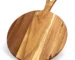 Modern eco-friendly cutting board made of acacia wood with round and rectangle pattern