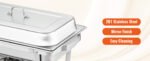 SucceBuy 8QT Rectangle Chafing Dish 2/4/6 Packs w/ Full Size Pans Buffet Catering Warmer Server Folding Stand Fuel Holder Tray - Image 14