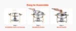 SucceBuy 4 Pack Chafing Dish Buffet Set Stainless Steel Chafer w/4 Full Size Pan Round Catering Warmer Server for Party
