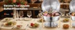 SucceBuy 4 Pack Chafing Dish Buffet Set Stainless Steel Chafer w/4 Full Size Pan Round Catering Warmer Server for Party