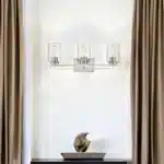 HMS Three Light Wall Sconce with Silver Metal and Textured Glass Premium Wall Lamps