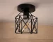 Local Warehouse Industrial Geometric Cage Semi-Flush Mount Ceiling Light E26 E27 Base Vintage Lighting Fixture for Bedroom