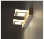 Round LED wall lamp with acrylic shade in a modern living room