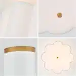 Semi Flush Mount Ceiling Light, Modern Close to Ceiling Lamp with White Fabric Drum Shade for Nursery Kids Room Entery Foyer