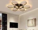 Modern LED Ceiling Light Fixture Black Ceiling Lamp with Remote Control Dimmable 6 Rings Flower Shaped for Living Room