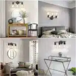 Industrial vintage wall sconce with clear glass shade in matte black finish