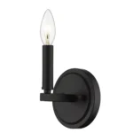 HMS Contemporary One Light Matte Black Wall Sconce Modern for Living Room Bedroom Bathroom Hotel with E26 Base Custom Packed