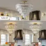 US Stock Free Shipping 19.7in Luxury Round Crystal Chandelier Fixture 10-Light French Gold Iron Ceiling Light for Living
