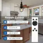20IN Socket Fan, Black Ceiling Fan with Light, Screw-in for Garage/Bedroom/Kitchen/Living Room (Bulb Not Included) – top view