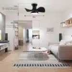 OE HOME ABS Ceiling Fan Modern 3 Color Temperatures Light Remote Control DC Motor Powerful Low Noise Small Space Dining Room