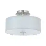 US Instock Fabric Lampshade Modern Light Pendant Round Led Flush Mount Ceiling Light for Bedroom Living Room Dining