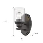HMS Contemporary One Light Bronze LED Wall Sconce with Clear Glass Shade Modern Indoor Wall Lamps for Hotels Warm White