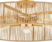 Natural Rattan Flush Mount Ceiling Light Fixture Antique Brass Brush Paint Finish Boho Chandelier for Bedroom Living room
