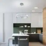 3-Ring Crystal Chandelier, Dimmable Pendant Light with Remote, Adjustable Height Ceiling Light for Living Room, Dining Room