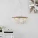 22" Bohemian Wood Beaded Pendant Chandelier, Elegant Light Fixture,Stylish Ceiling Light (Bulb Not Included) – styled in a