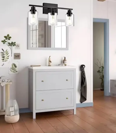 Industrial Vintage Wall Sconce Matte Bathroom Vanity Light with Clear Glass Shade Wall Lamp for Mirror Bedroom Corridor