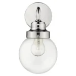 HMS Modern Contemporary Light Silver Wall Sconce with Round Warm White Glass Shade for Apartment and Bathroom Use – styled