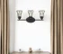 HMS Three-Light Matte Black Cage LED Wall Sconce Modern Square Design with Golden Body Warm White CCT for Indoor Stair