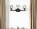 HMS Three-Light Matte Black Cage LED Wall Sconce Modern Square Design with Golden Body Warm White CCT for Indoor Stair