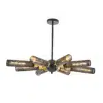 US Stock Free Shipping 33.5 Inch 8-Light Black Industrial Chandelier Iron Hanging Ceiling Light for Dining Living Room