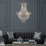 US Stock Free Shipping French Gold Crystal Chandelier Adjustable 104cm Chain Iron Glass Ceiling Light for Living Room