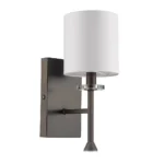 HMS Modern Bronze Wall Sconce with Fabric Shade 220V Warm White Minimalist Copper Body E26 Base for Indoor Hotel Use
