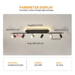 60W Modern Dimmable LED Ceiling Light, 6-Light Flush Mount Fixture with Remote, 51" Black & Gold for Kitchen, Bedroom