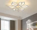 Modern White Dimmable Ceiling Light Acrylic Flower Light Fixture, 6-Head Flush Mount Chandelier with Remote for Bedroom