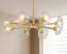 US Stock Free Shipping Modern 8-Light Gold Chandelier Glass Shade Hanging Pendant Ceiling Light for Living Room Entryway