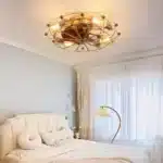 Modern Industrial 60W Low Profile Cage Ceiling Fan with Light 5 Blades Remote Control DC Motor ABS Lamp Body Built-in FCJ
