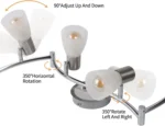 LED Ceiling Light Fixture Glass Lampshade E12 Base Adjustable 6-Light Track Lighting Kit Modern Kitchen Spotlight – close-up