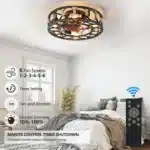 Modern Farmhouse 6-Speed Reversible Blades LED Ceiling Fan 5 Bulbs Low-Profile Built-In Remote Control Unavailable – side