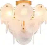 Gold Vintage Flush Mount Ceiling Light - 4-Light Glass Fixture for Bedroom, Hallway, Kitchen, Farmhouse