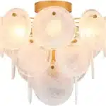 Gold Vintage Flush Mount Ceiling Light - 4-Light Glass Fixture for Bedroom, Hallway, Kitchen, Farmhouse