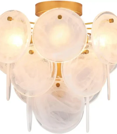 Gold Vintage Flush Mount Ceiling Light - 4-Light Glass Fixture for Bedroom, Hallway, Kitchen, Farmhouse