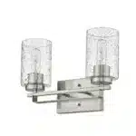 HMS Modern Two-Light Wall Sconce HMS Silver Metal Textured Glass LED Warm White Light Iron Lamp for Indoor Home Apartment