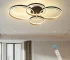 60W Dimmable LED Ceiling Light, Modern 4-Ring Gold Flush Mount with Remote, 3-Color Lighting for Living Room, Bedroom,