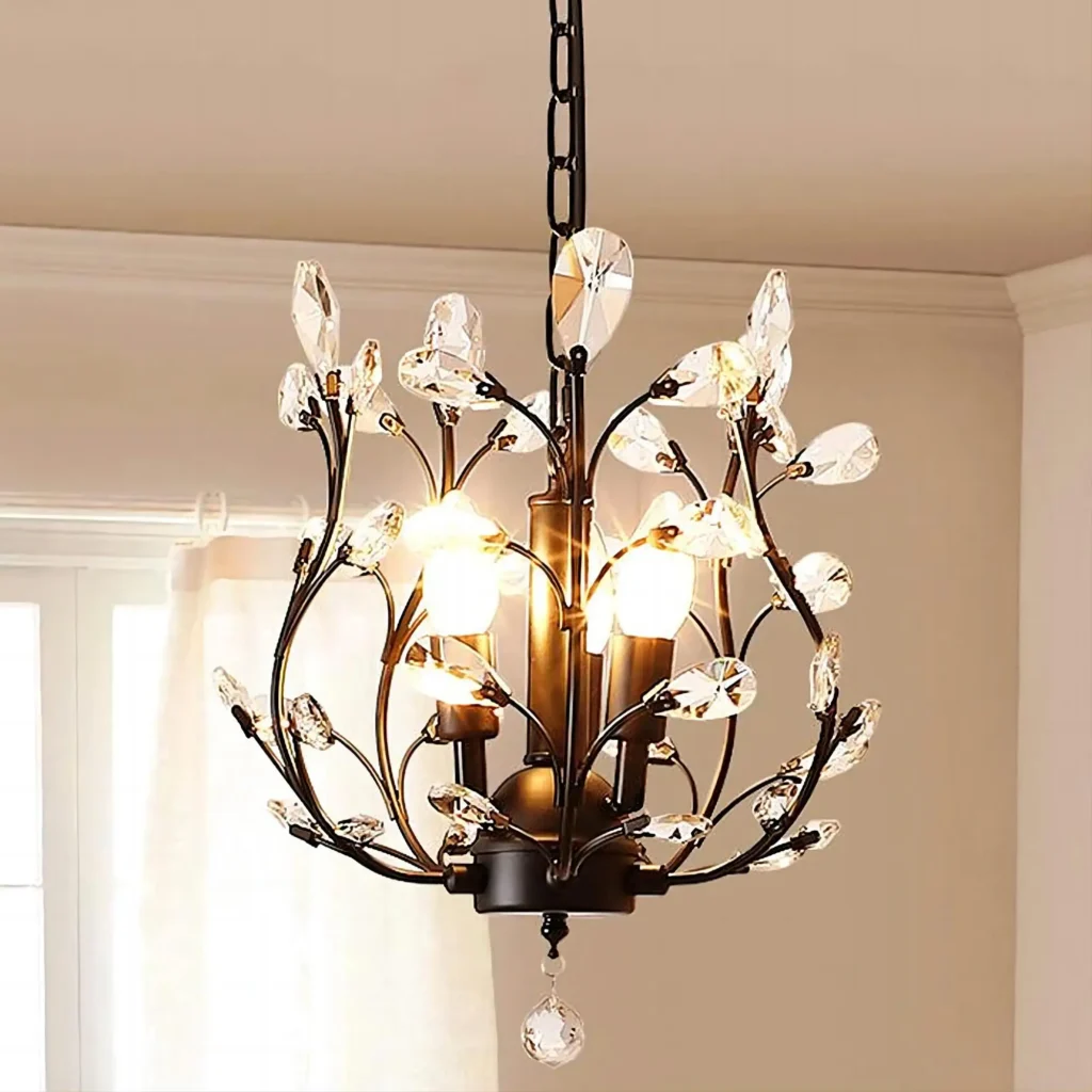 Vintage K9 Clear Crystal Chandeliers Ceiling Lights, , Ceiling Light Fixtures for Living Room Bedroom Restaurant Porch