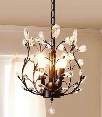 Vintage K9 Clear Crystal Chandeliers Ceiling Lights, , Ceiling Light Fixtures for Living Room Bedroom Restaurant Porch