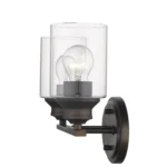 HMS Modern Two-Light Bronze Wall Sconce LED Warm White Clear Glass Shade for Indoor Hotel Use Custom Packing Metal Wall