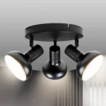 Modern Style Spotlight 3 Way Track Lighting E12 Base Rotatable Ceiling Light Fixture Metal for Kitchen Living Room Office