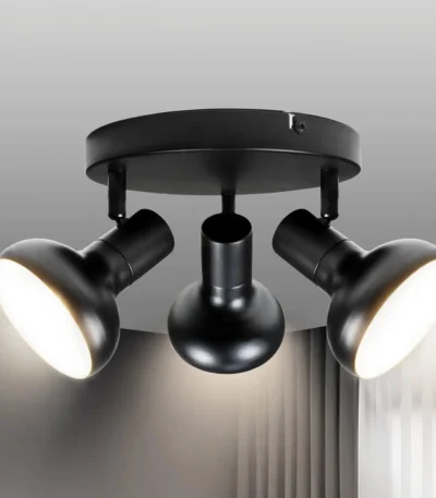 Modern Style Spotlight 3 Way Track Lighting E12 Base Rotatable Ceiling Light Fixture Metal for Kitchen Living Room Office