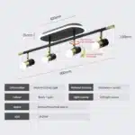 41W Modern 4-Light LED Track Ceiling Light, Adjustable Spotlight Fixture with Rotatable Heads for Kitchen Island, Living