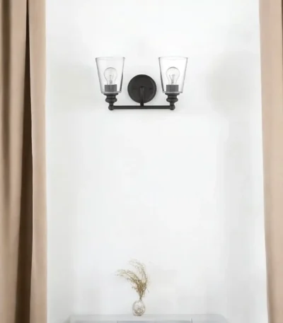 HMS Contemporary Two-Light Antique Bronze Glass Shade Wall Sconce Warm White Modern Wall Lamp for Living Room or Home