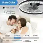 Ship InUSA,Modern LED Ceiling Fan with Light,24'' Dimmable Ceiling Light with Invisible Blades and Crystal Design,Remote