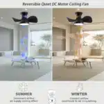 OE HOME ABS Ceiling Fan Modern 3 Color Temperatures Light Remote Control DC Motor Powerful Low Noise Small Space Dining Room