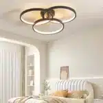 US Stock Free Shipping Dimmable 3-Color Temperature 3-Ring LED 19.7" Matte Black Ceiling Light for Bedroom Living Dining Room