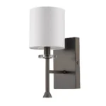 HMS Modern Bronze Wall Sconce with Fabric Shade 220V Warm White Minimalist Copper Body E26 Base for Indoor Hotel Use – side