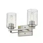 HMS Modern Two-Light Wall Sconce HMS Silver Metal Textured Glass LED Warm White Light Iron Lamp for Indoor Home Apartment