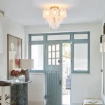 Gold Vintage Flush Mount Ceiling Light - 4-Light Glass Fixture for Bedroom, Hallway, Kitchen, Farmhouse – base detail